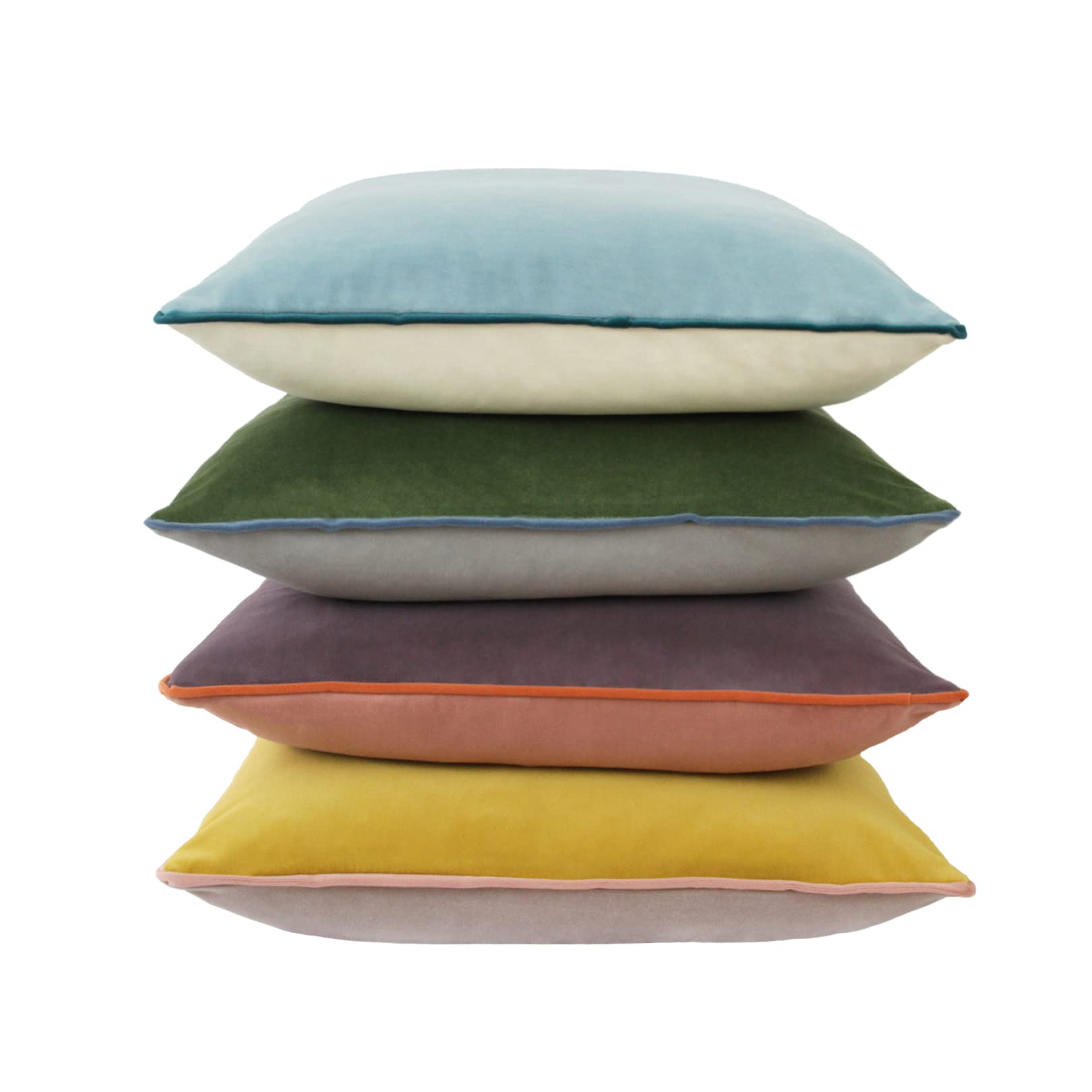 Velvet Throw Pillow Covers 22x22 Inch Set of 4 Decorative Velour Pillowcases Modern Double-Colored Cushion Covers for Sofa Couch, Cold