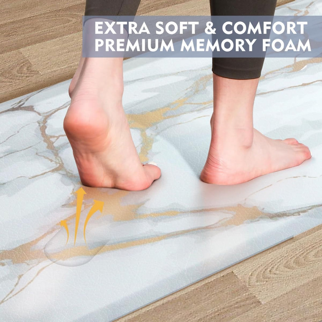 2-Piece Waterproof Cushioned Anti Fatigue Kitchen Mat Set