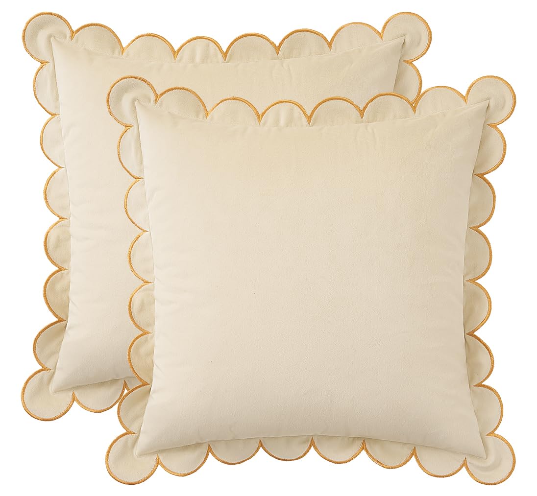 Velvet Scalloped Pillow Covers Set