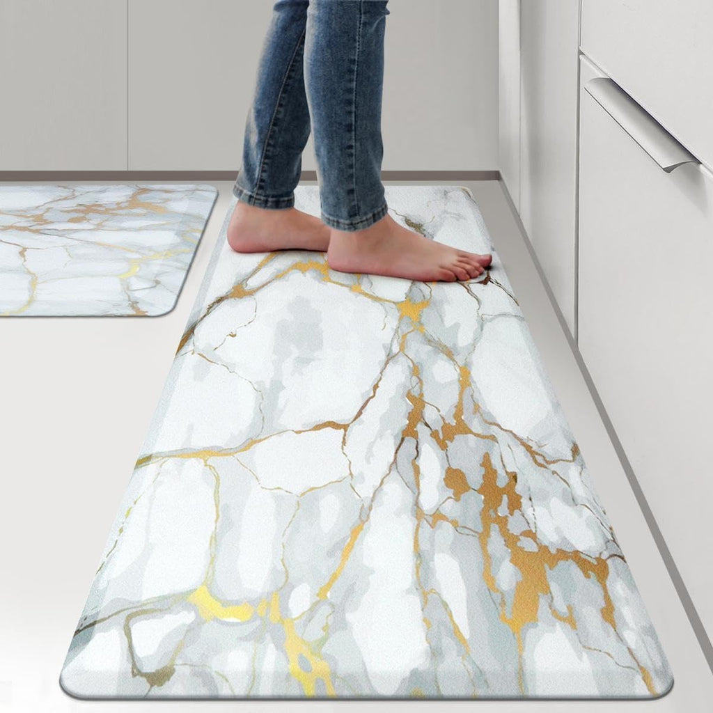 2-Piece Waterproof Cushioned Anti Fatigue Kitchen Mat Set