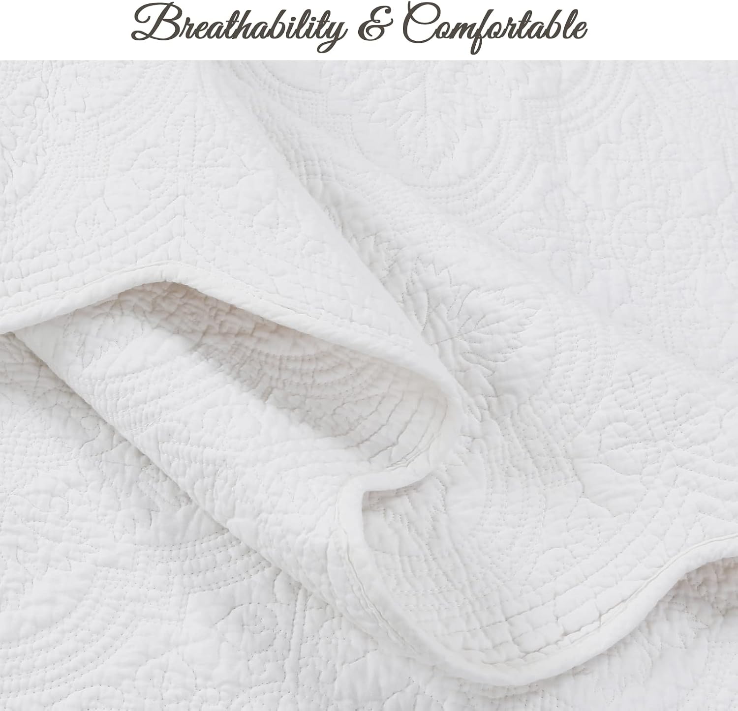 White Medallion Cotton Twin Quilt Set