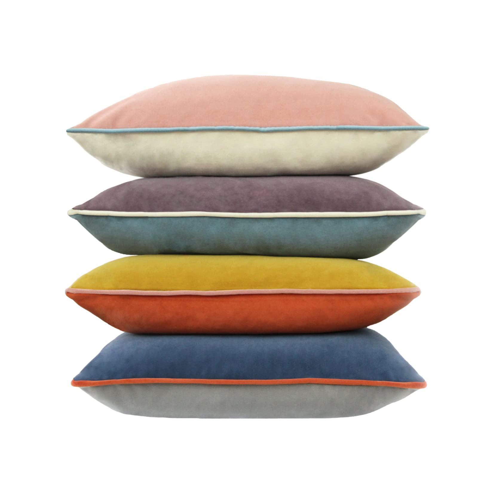 Velvet Throw Pillow Covers 22x22 Inch Set of 4 Decorative Velour Pillowcases Modern Double-Colored Cushion Covers for Sofa Couch, Cold