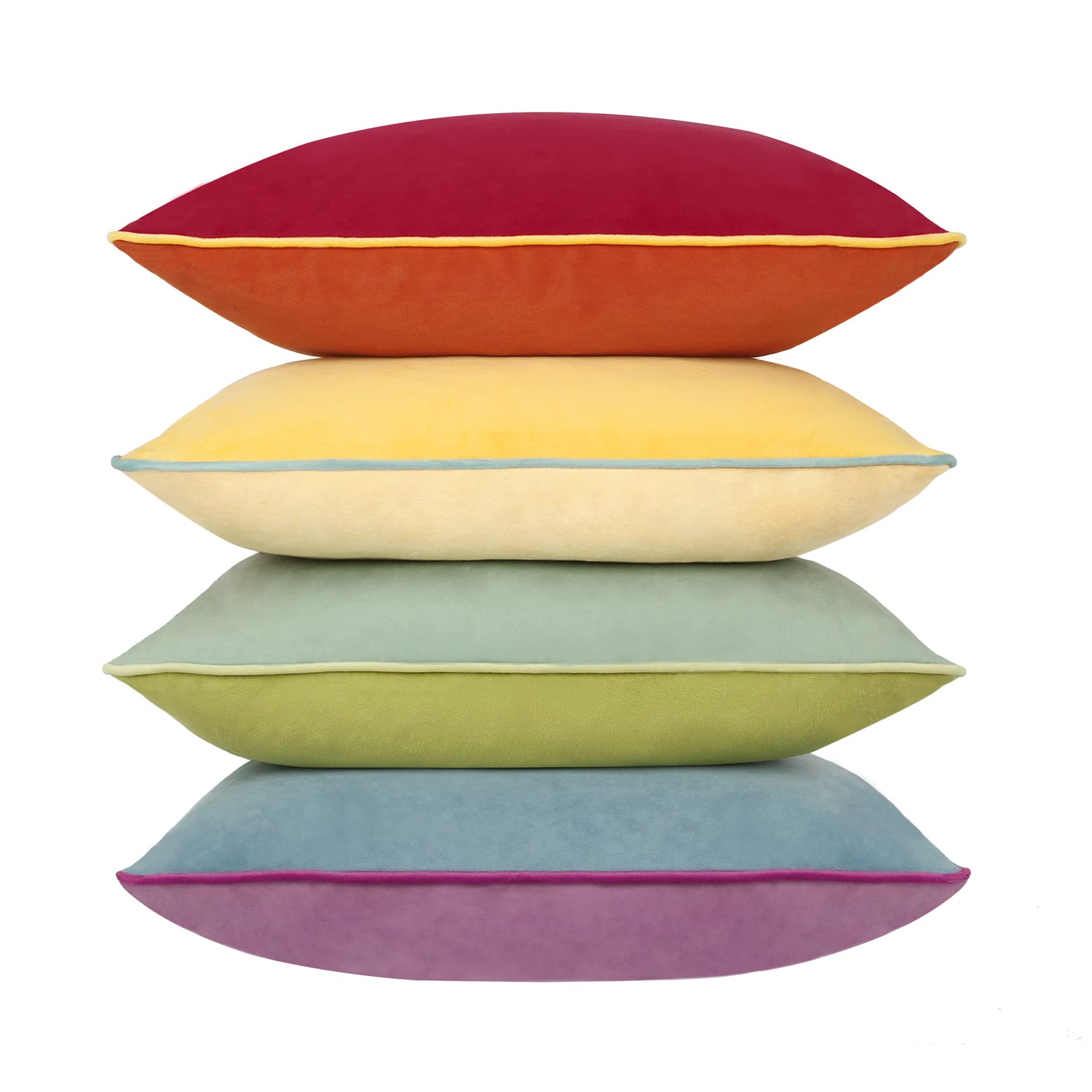 Velvet Throw Pillow Covers 22x22 Inch Set of 4 Decorative Velour Pillowcases Modern Double-Colored Cushion Covers for Sofa Couch, Cold