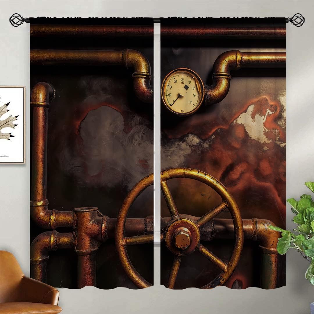 Vintage Metal Industrial Blackout Curtains