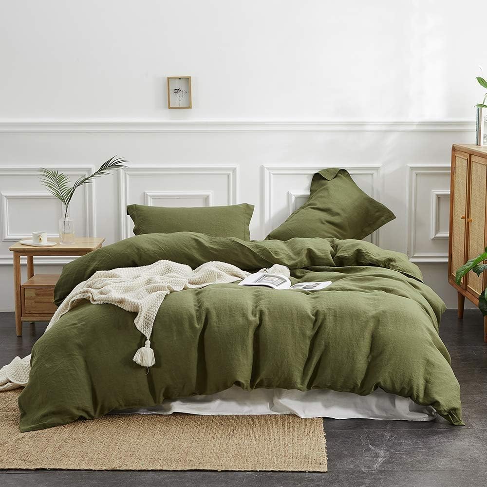 Simple&Opulence 100% Linen Duvet Cover Set, 3 PCS Natural French Flax Duvet Cover King Size, Breathable Soft Comfy Bedding Comforter Cover with 2 Pillowcases(Linen, 104"x92")