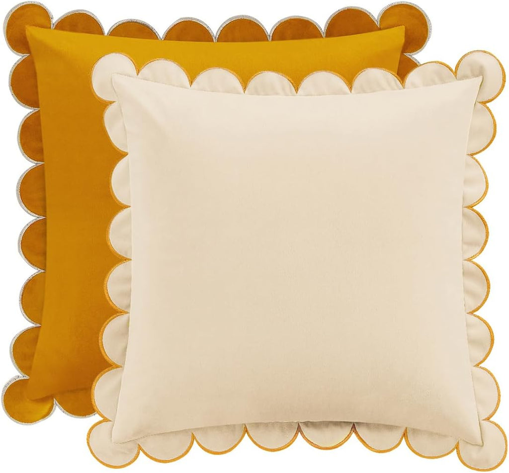 Velvet Scalloped Pillow Covers Set