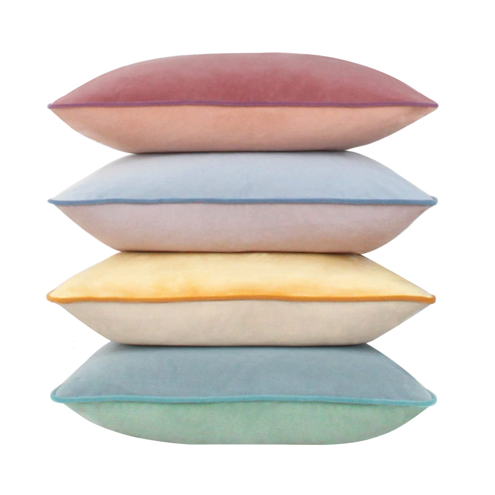 Velvet Throw Pillow Covers 22x22 Inch Set of 4 Decorative Velour Pillowcases Modern Double-Colored Cushion Covers for Sofa Couch, Cold