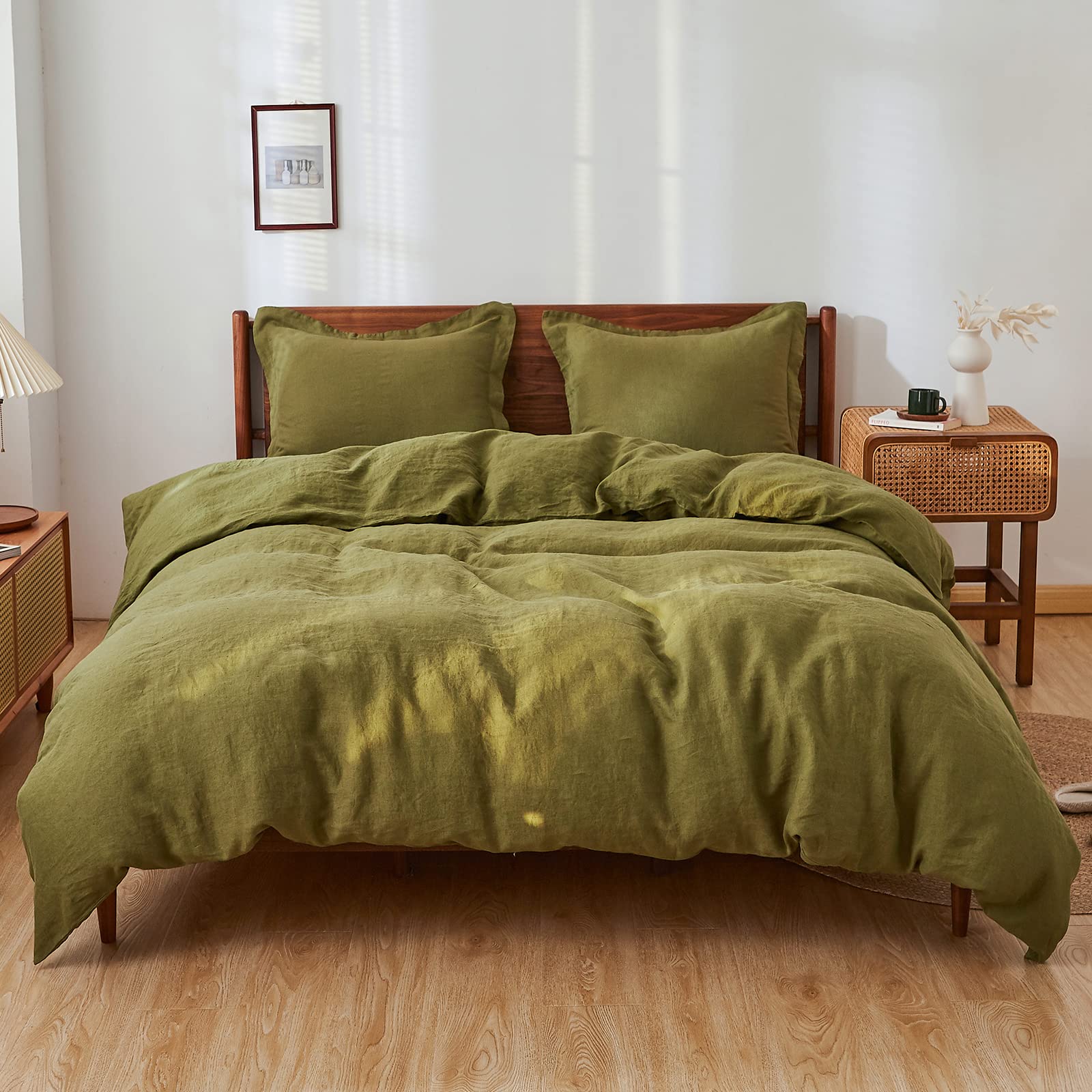 Simple&Opulence 100% Linen Duvet Cover Set, 3 PCS Natural French Flax Duvet Cover King Size, Breathable Soft Comfy Bedding Comforter Cover with 2 Pillowcases(Linen, 104"x92")