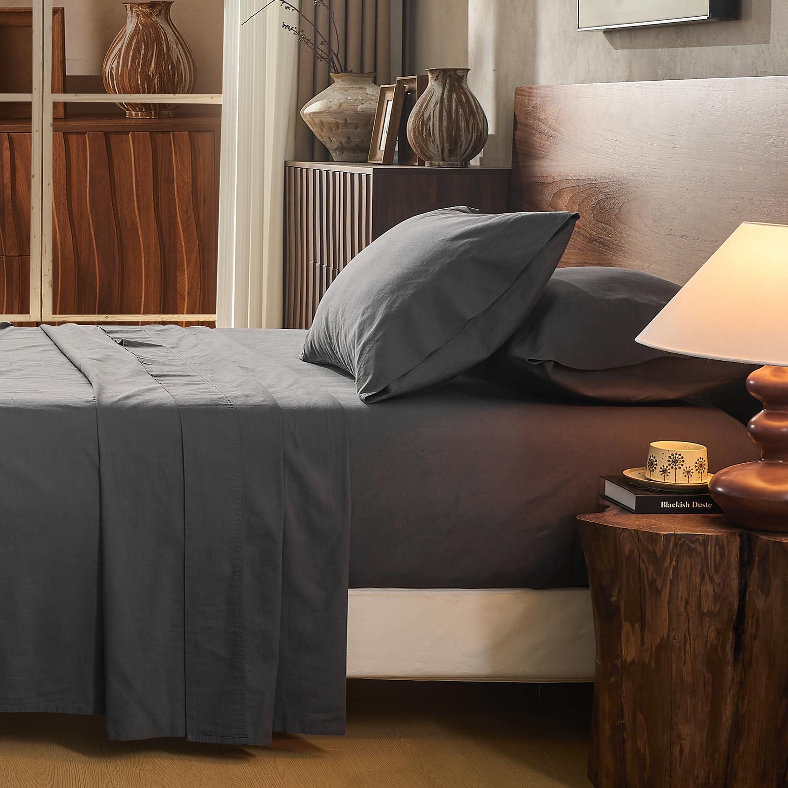 100% Linen Sheets Queen Size,Breathable & Durable 4-Piece Bed Flax Sheet Set,Soft All-Season Bedding for Hot Sleepers 16" Deep Pocket Oeko-TEX Certified,（Queen, Sage Green）