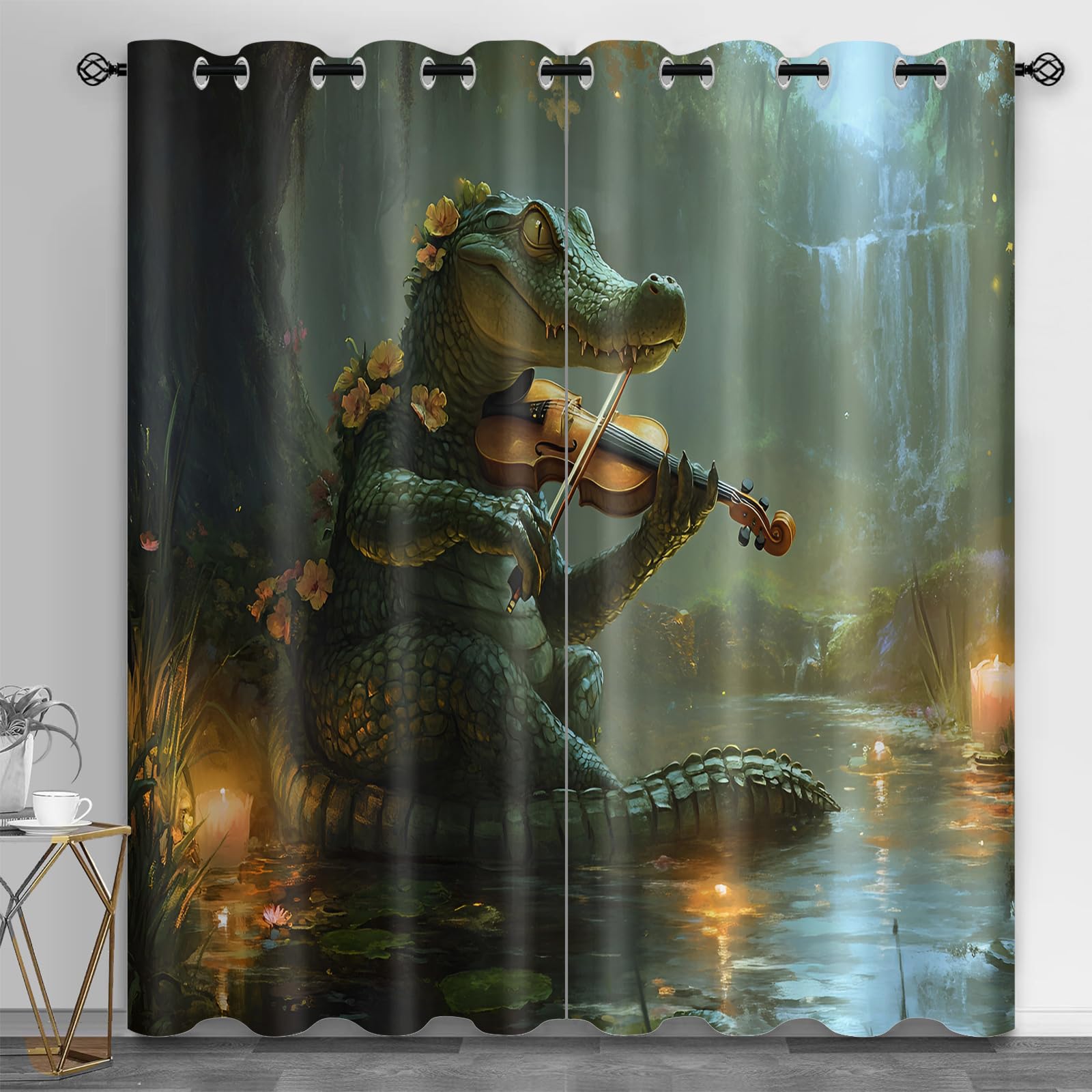 Machinery Window Treatments, Factory Blackout Curtains for Bedroom, Retro Industrial Style Grommet Window Curtain for Bedroom Living Room Patio, 42 x 96 Inch, 2 Panels