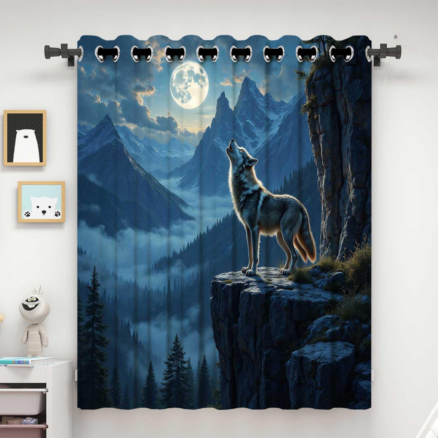 Industrial Decor Vintage Room Darkening Curtains for Bedroom,Sliding Door Curtains Noise Reducing Grommet (W) 60 x (H) 60 Inches,1Panel