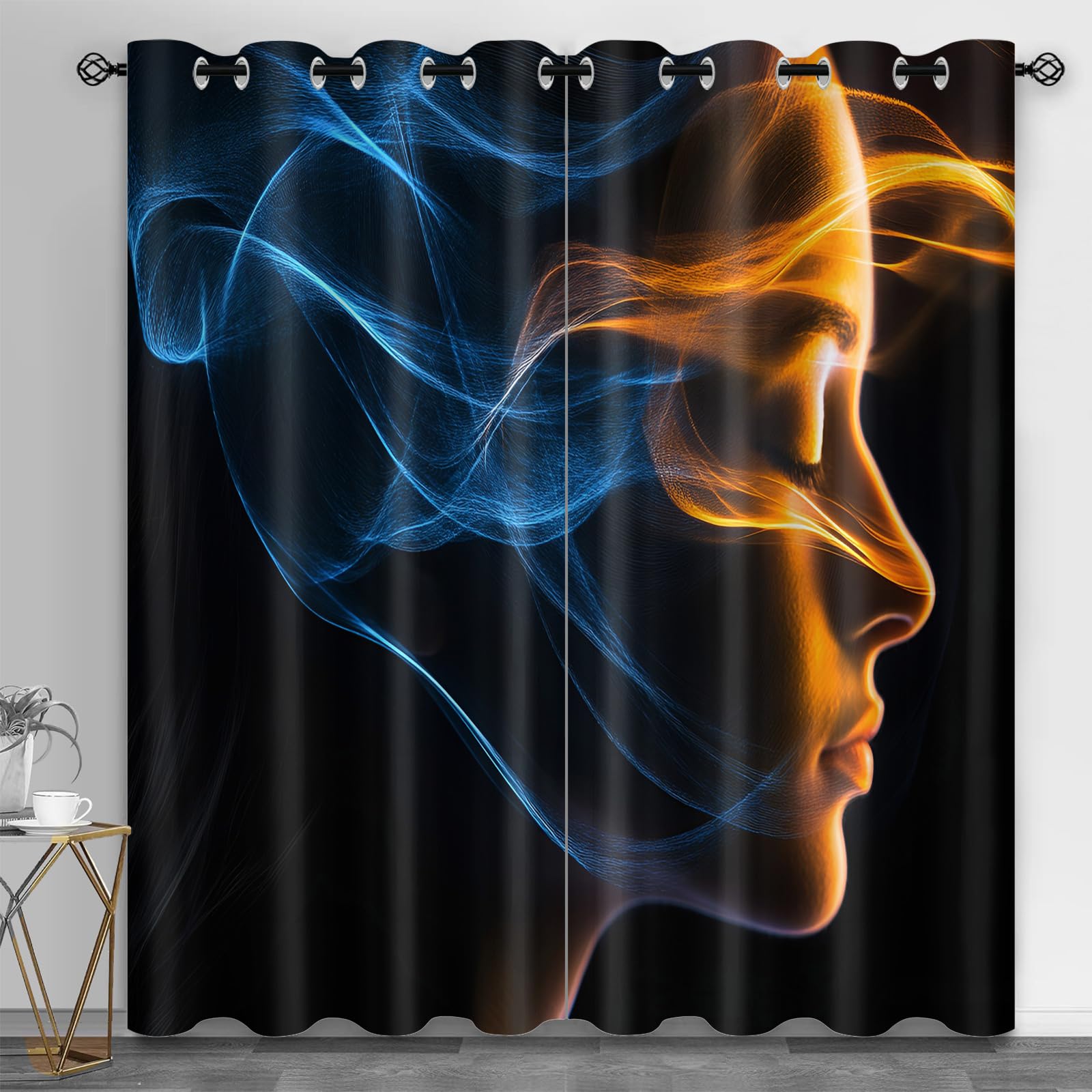 Wavy Stripes Curtains,Rusted Metal Blackout Curtains Industrial Style Grommet Drapes 2 Panels for Bedroom Living Room 31.5" W x 45" L x2