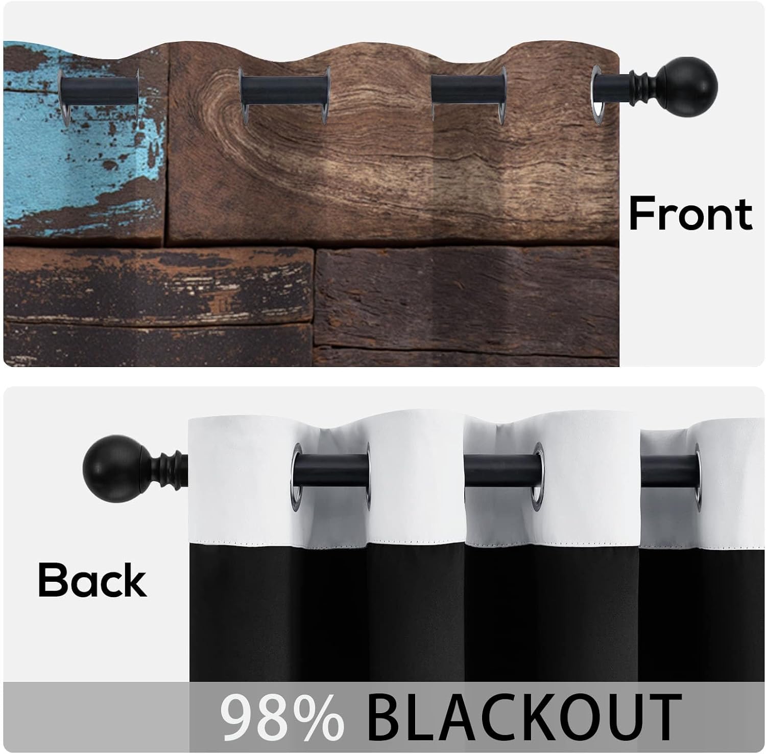 Rust Wood Patchwork Blackout Curtains