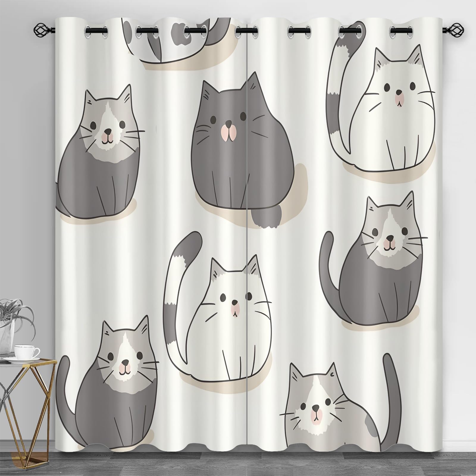 Machinery Window Treatments, Factory Blackout Curtains for Bedroom, Retro Industrial Style Grommet Window Curtain for Bedroom Living Room Patio, 42 x 96 Inch, 2 Panels