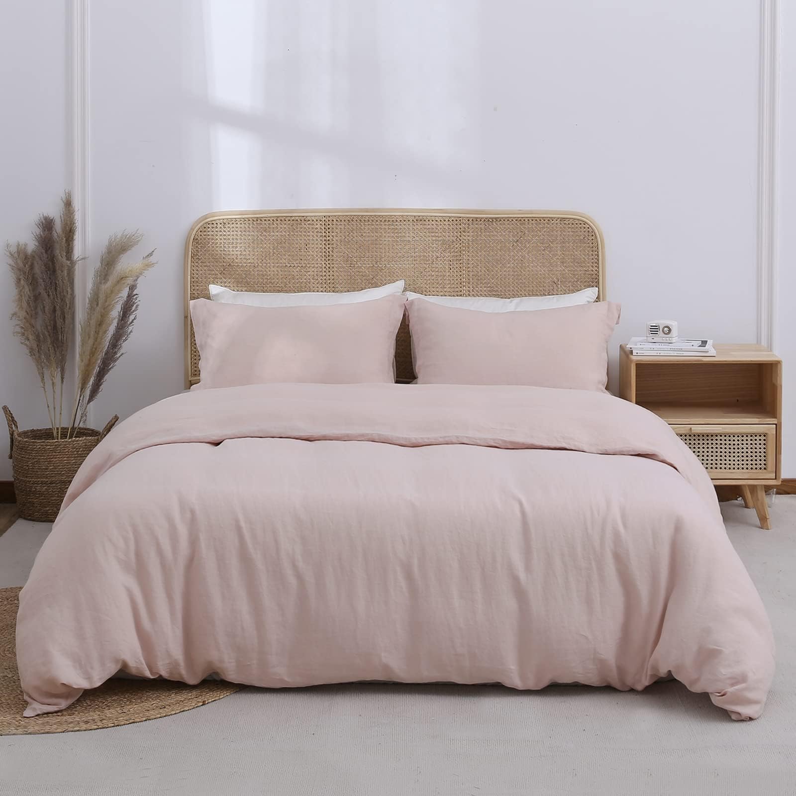Simple&Opulence 100% Linen Duvet Cover Set, 3 PCS Natural French Flax Duvet Cover King Size, Breathable Soft Comfy Bedding Comforter Cover with 2 Pillowcases(Linen, 104"x92")