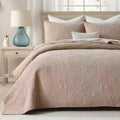 Taupe Paisley Cotton King Quilt Set