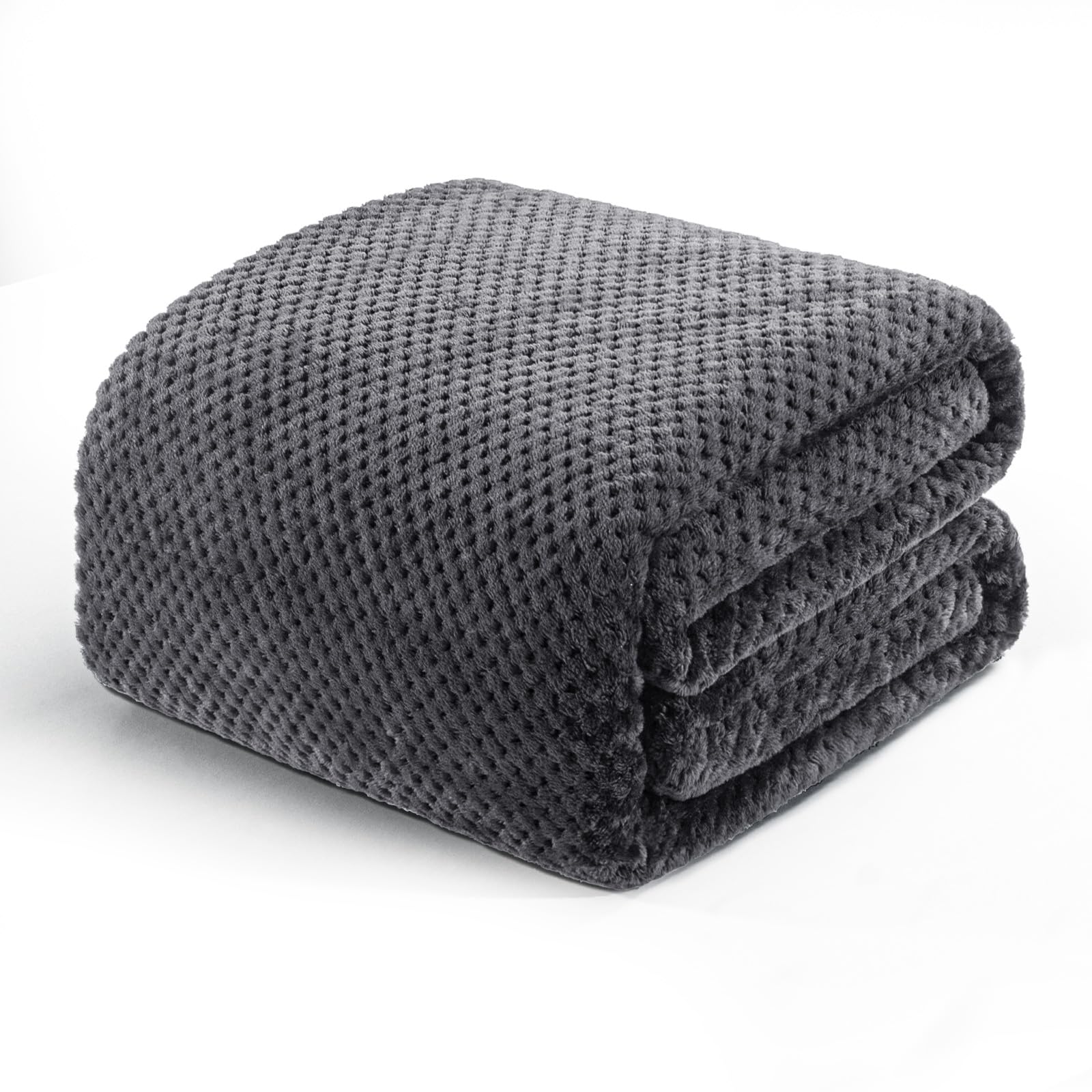 Exclusivo Mezcla Fleece Throw Blanket Extra Large, Super Soft and Warm Blankets for Couch, Sofa and Bed Waffle Textured, Cozy, Fuzzy and Lightweight (Tan, 50x70 Inches)