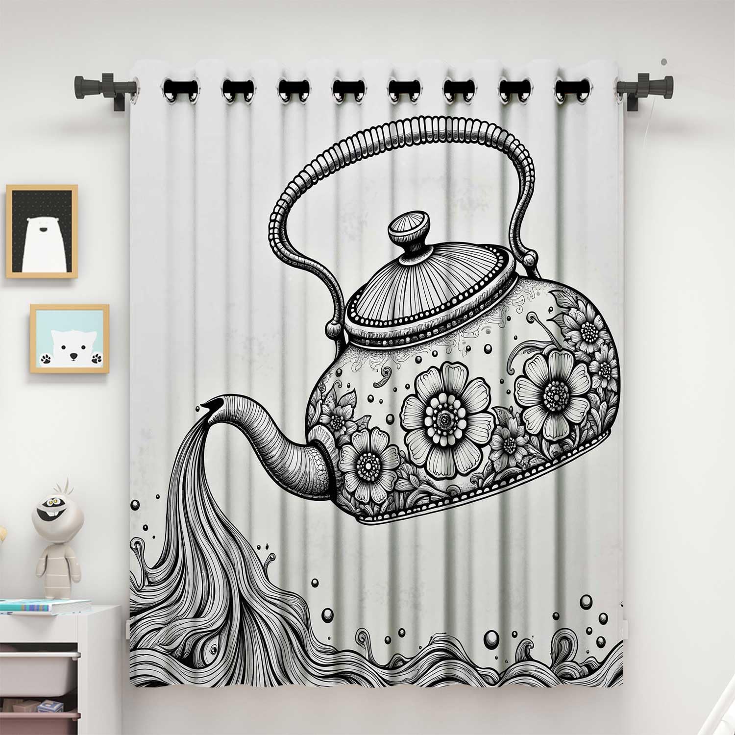 Industrial Decor Vintage Room Darkening Curtains for Bedroom,Sliding Door Curtains Noise Reducing Grommet (W) 60 x (H) 60 Inches,1Panel