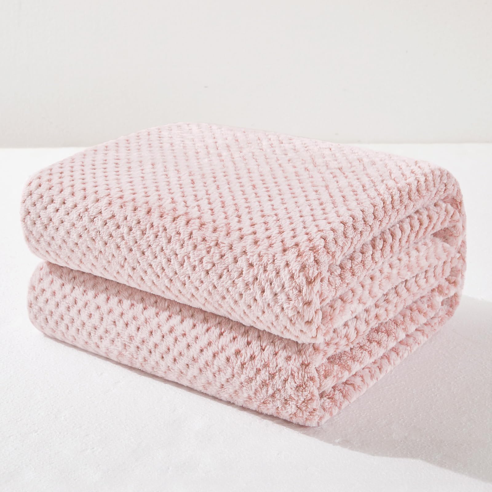 Exclusivo Mezcla Fleece Throw Blanket Extra Large, Super Soft and Warm Blankets for Couch, Sofa and Bed Waffle Textured, Cozy, Fuzzy and Lightweight (Tan, 50x70 Inches)