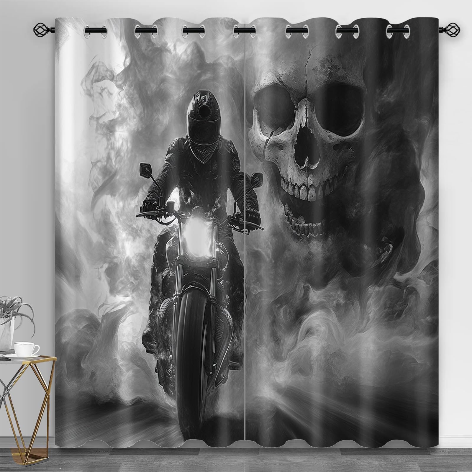 Metal Door Print Blackout Curtain, Rusty Thermal Insulated Grommets Curtains, Retro Industrial 2 Panels Window Curtains for Bedroom Living Room Home Decor, 31.5 x 63 Inch, 2 Panels