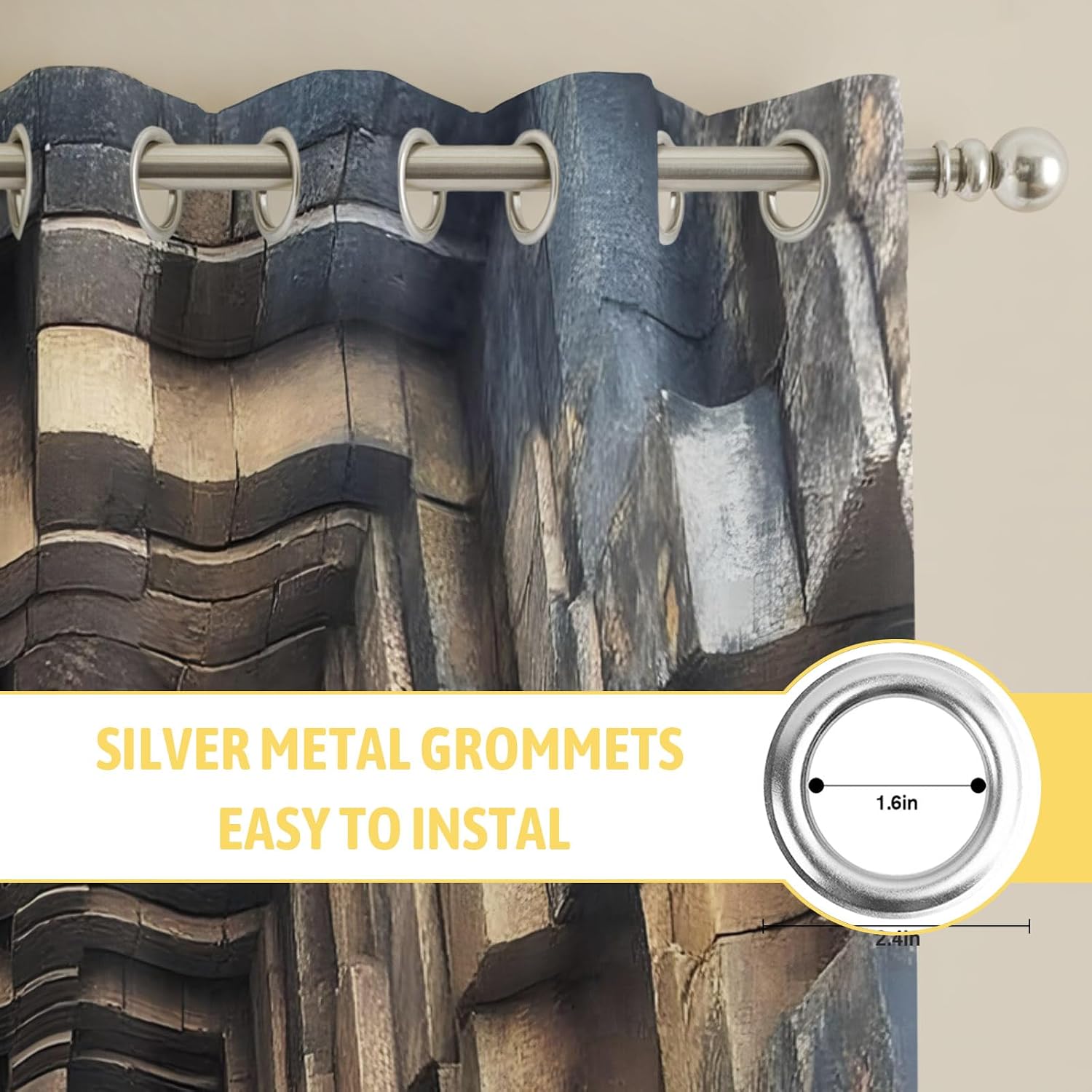 Stone Wall Industrial Grommet Curtains
