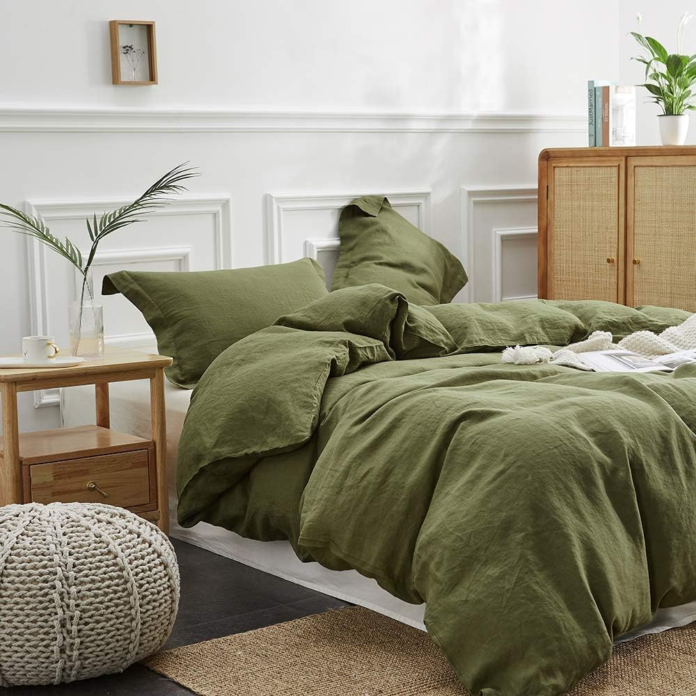 Simple&Opulence 100% Linen Duvet Cover Set, 3 PCS Natural French Flax Duvet Cover King Size, Breathable Soft Comfy Bedding Comforter Cover with 2 Pillowcases(Linen, 104"x92")