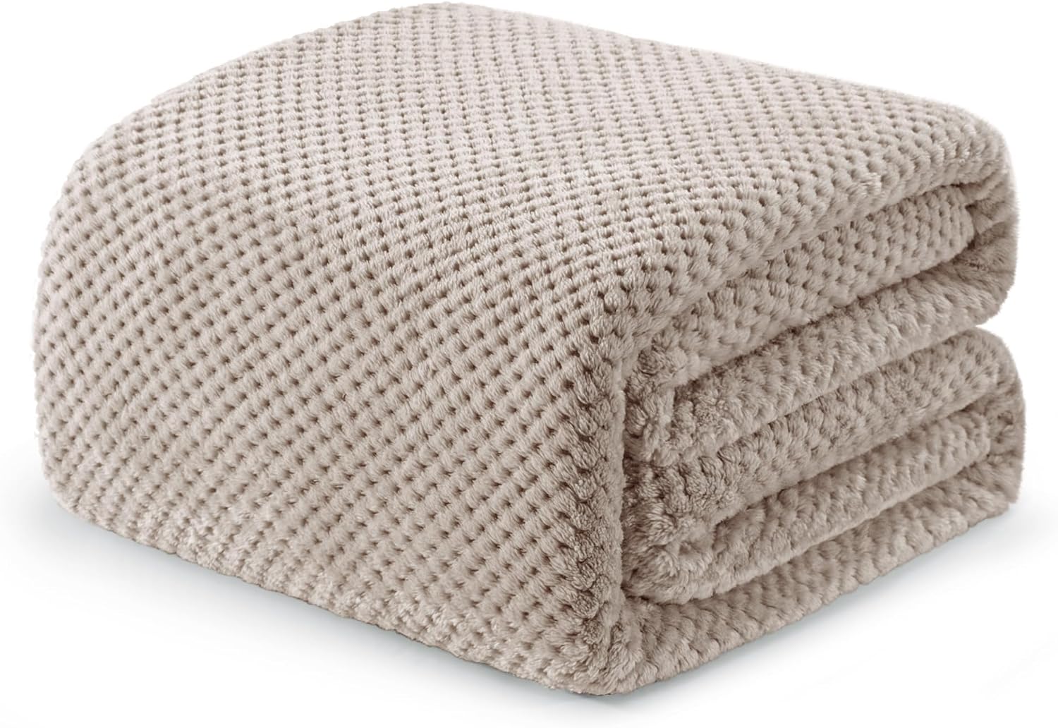 Exclusivo Mezcla Fleece Throw Blanket Extra Large, Super Soft and Warm Blankets for Couch, Sofa and Bed Waffle Textured, Cozy, Fuzzy and Lightweight (Tan, 50x70 Inches)