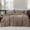 Pale Brown Washed Cotton King Duvet Set