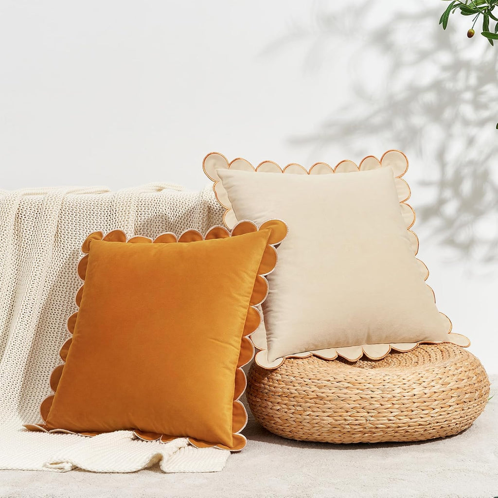 Velvet Scalloped Pillow Covers Set