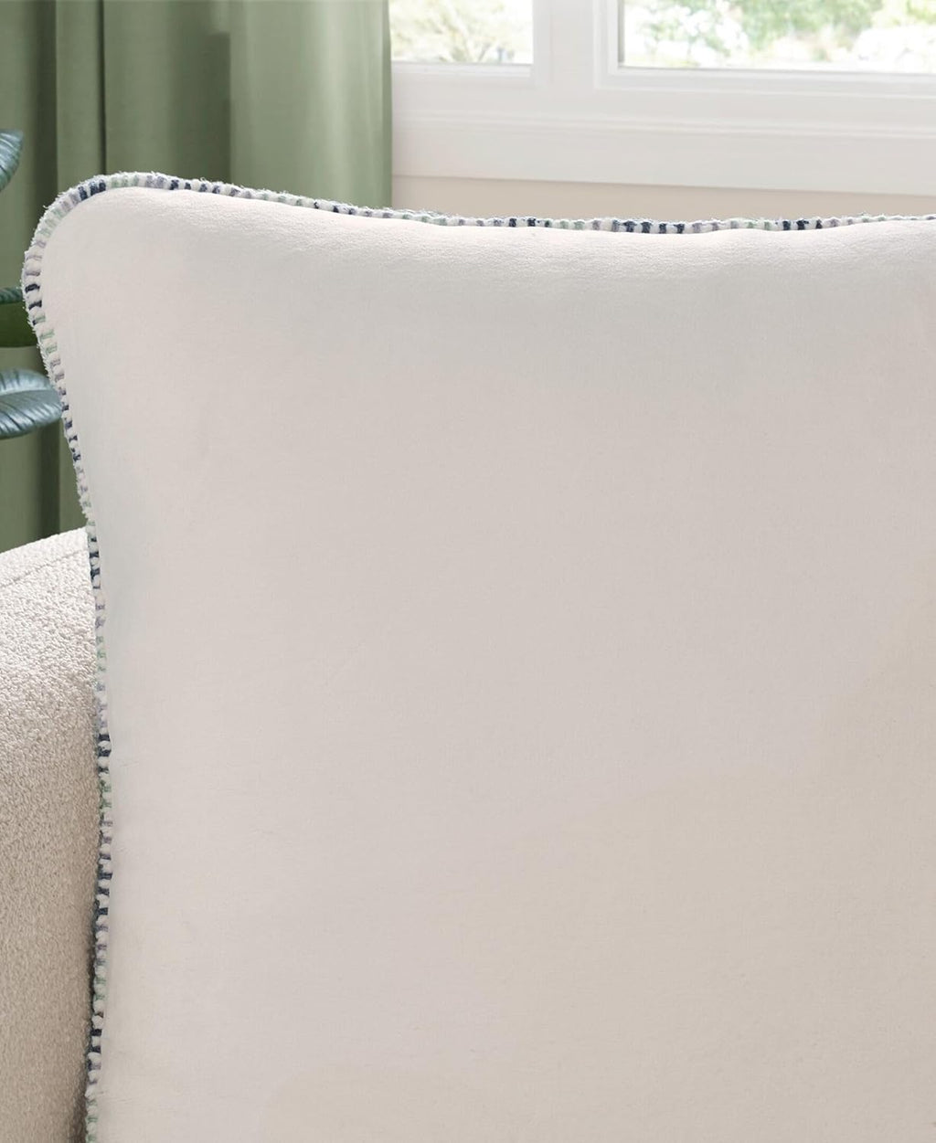 White Stitched Decor Throw Pillow