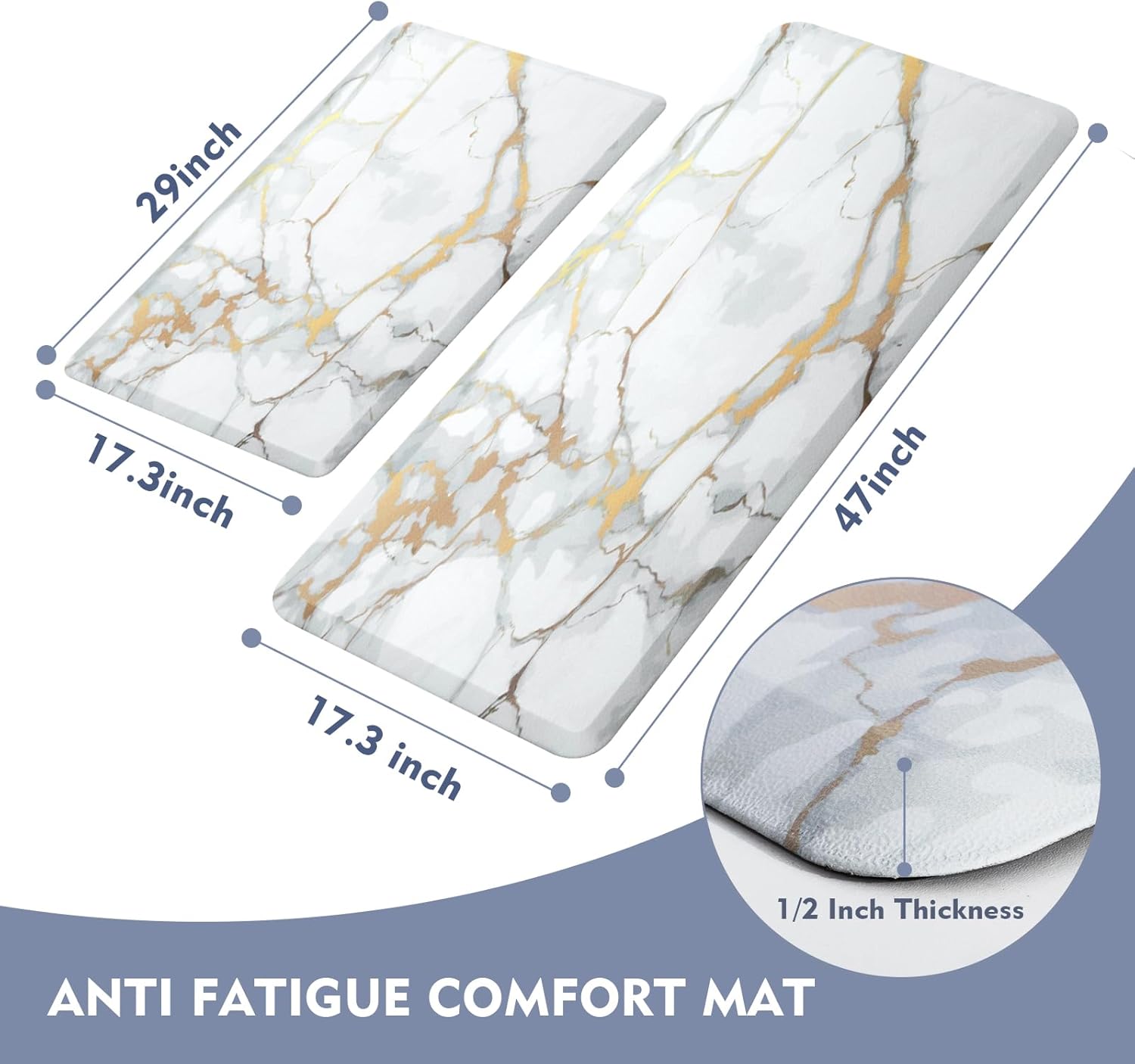 2-Piece Waterproof Cushioned Anti Fatigue Kitchen Mat Set