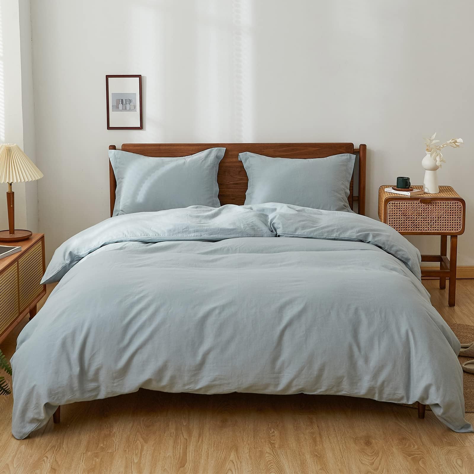Simple&Opulence 100% Linen Duvet Cover Set, 3 PCS Natural French Flax Duvet Cover King Size, Breathable Soft Comfy Bedding Comforter Cover with 2 Pillowcases(Linen, 104"x92")