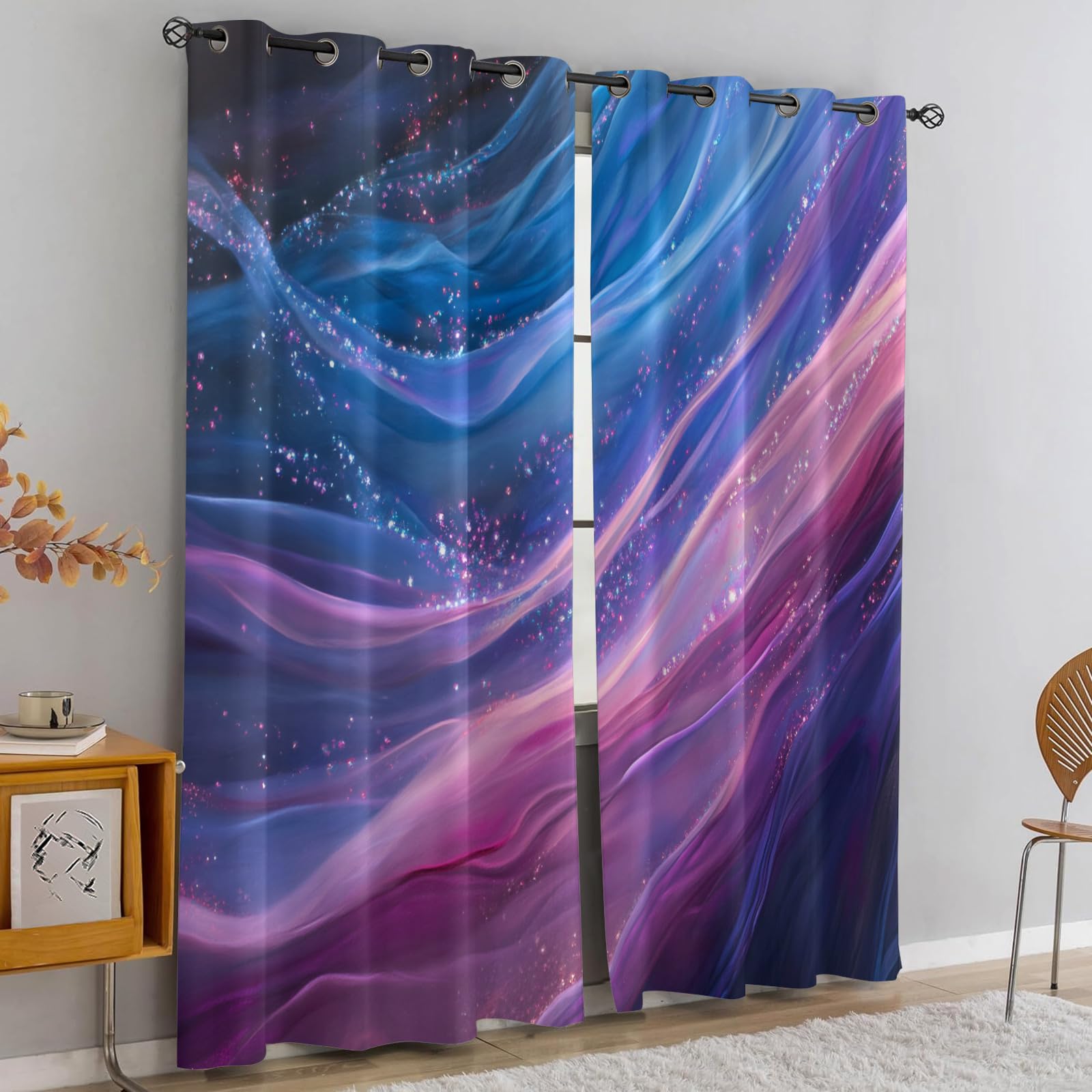 Wavy Stripes Curtains,Rusted Metal Blackout Curtains Industrial Style Grommet Drapes 2 Panels for Bedroom Living Room 31.5" W x 45" L x2