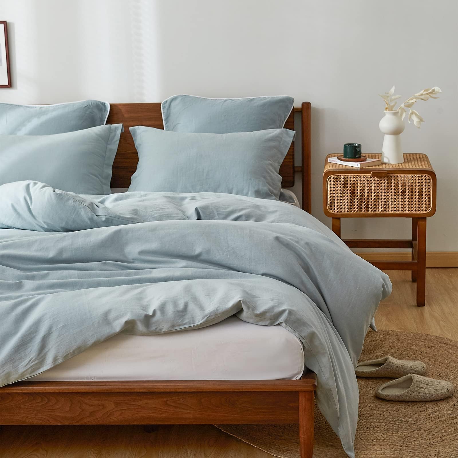 Simple&Opulence 100% Linen Duvet Cover Set, 3 PCS Natural French Flax Duvet Cover King Size, Breathable Soft Comfy Bedding Comforter Cover with 2 Pillowcases(Linen, 104"x92")