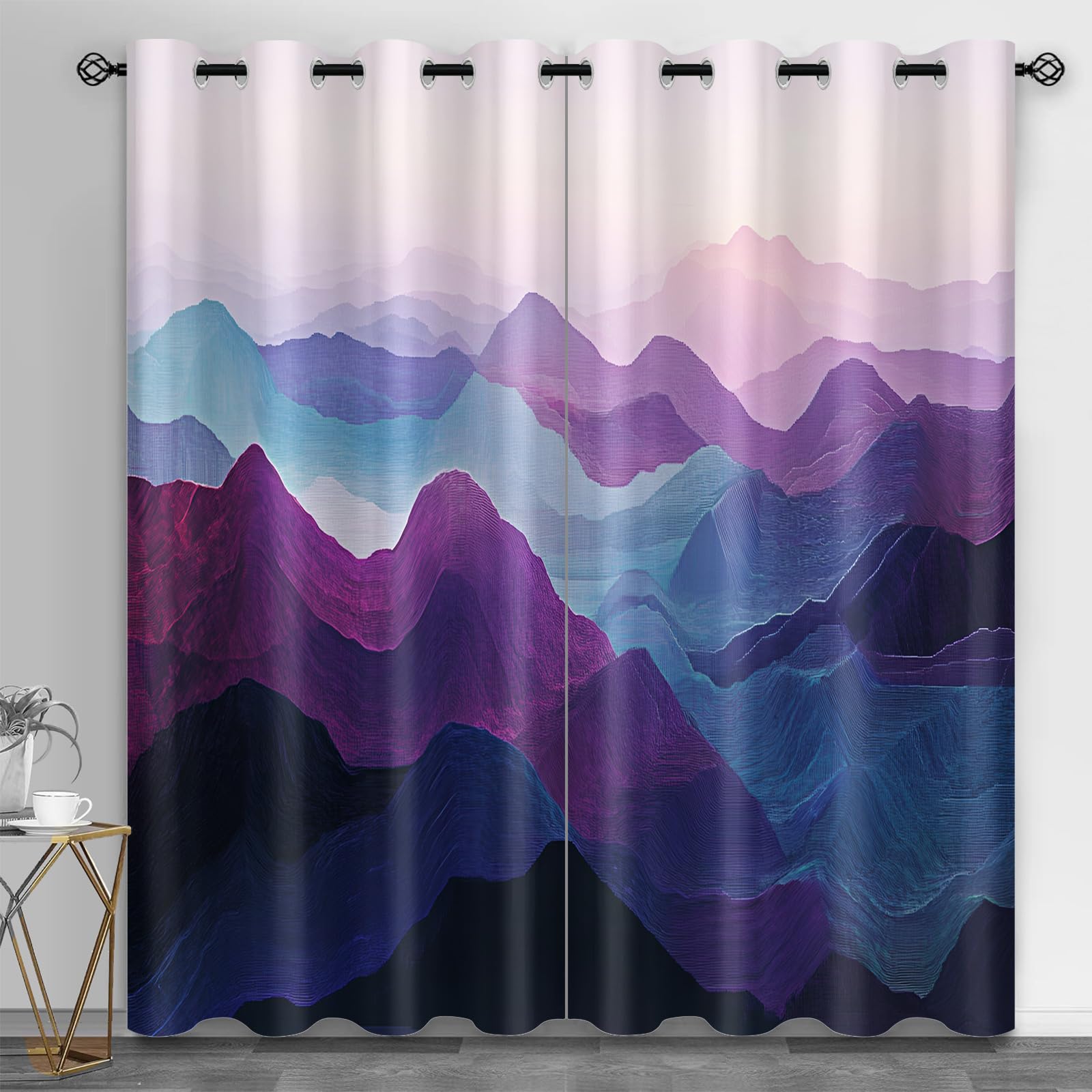 Wavy Stripes Curtains,Rusted Metal Blackout Curtains Industrial Style Grommet Drapes 2 Panels for Bedroom Living Room 31.5" W x 45" L x2