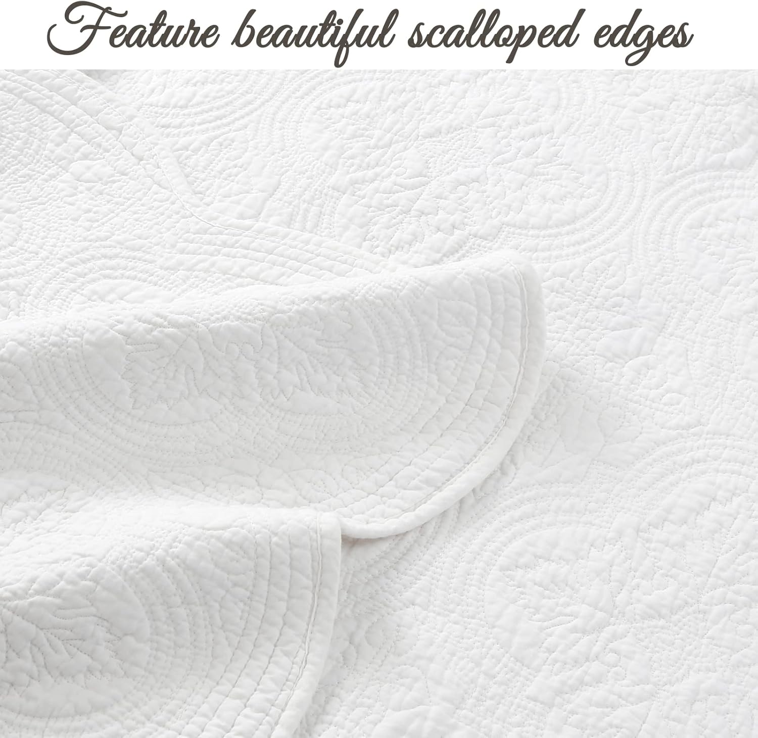 White Medallion Cotton Twin Quilt Set