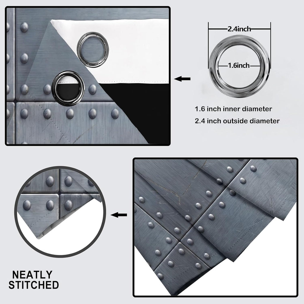 Silver Metal Texture Blackout Curtains