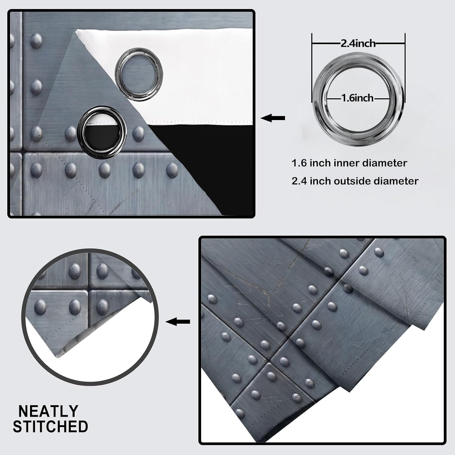 Silver Metal Texture Blackout Curtains