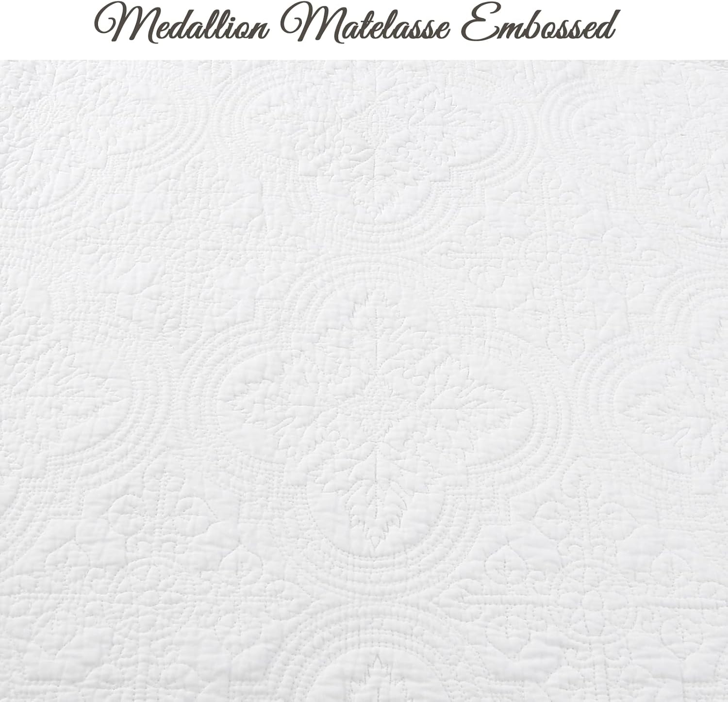 White Medallion Cotton Twin Quilt Set