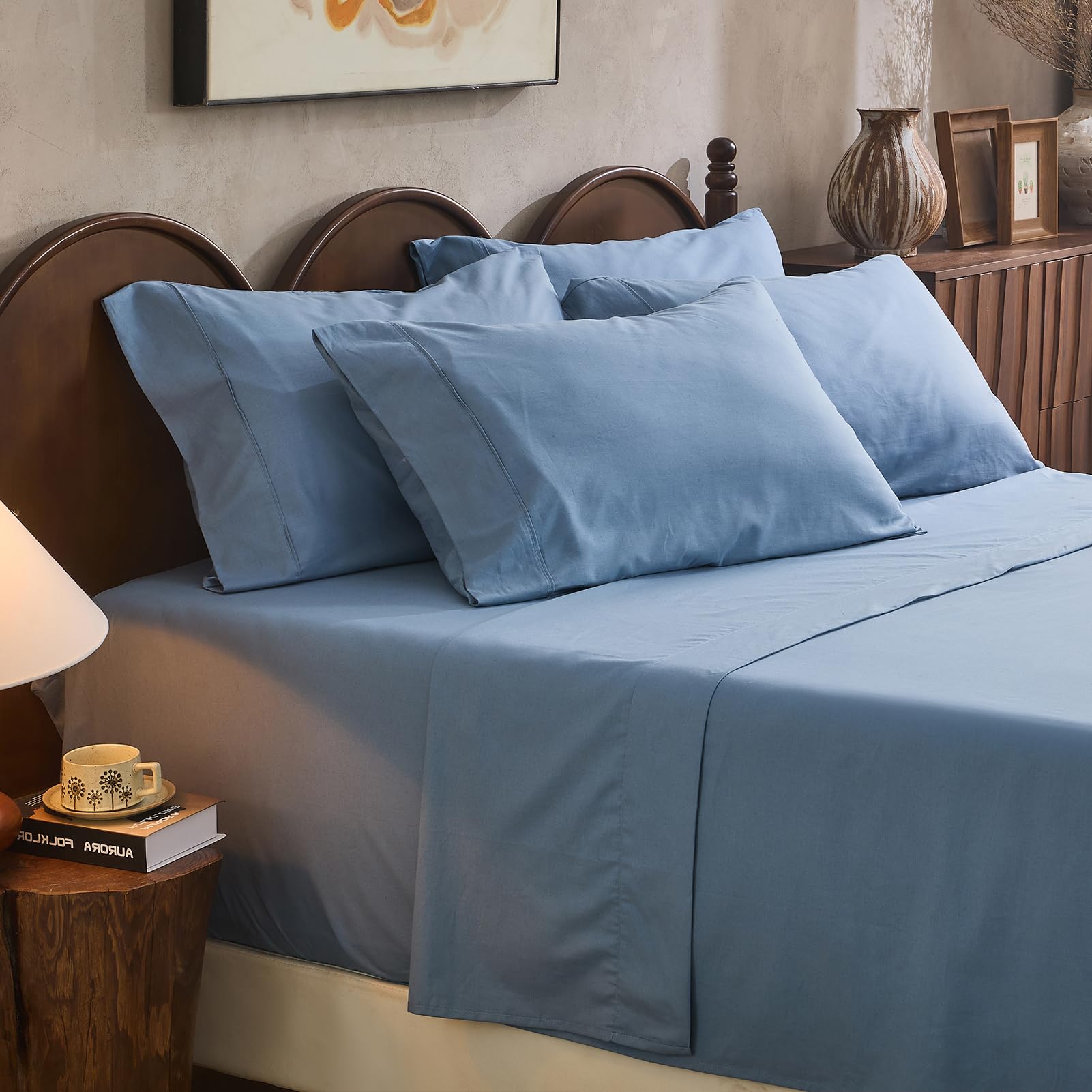 100% Linen Sheets Queen Size,Breathable & Durable 4-Piece Bed Flax Sheet Set,Soft All-Season Bedding for Hot Sleepers 16" Deep Pocket Oeko-TEX Certified,（Queen, Sage Green）