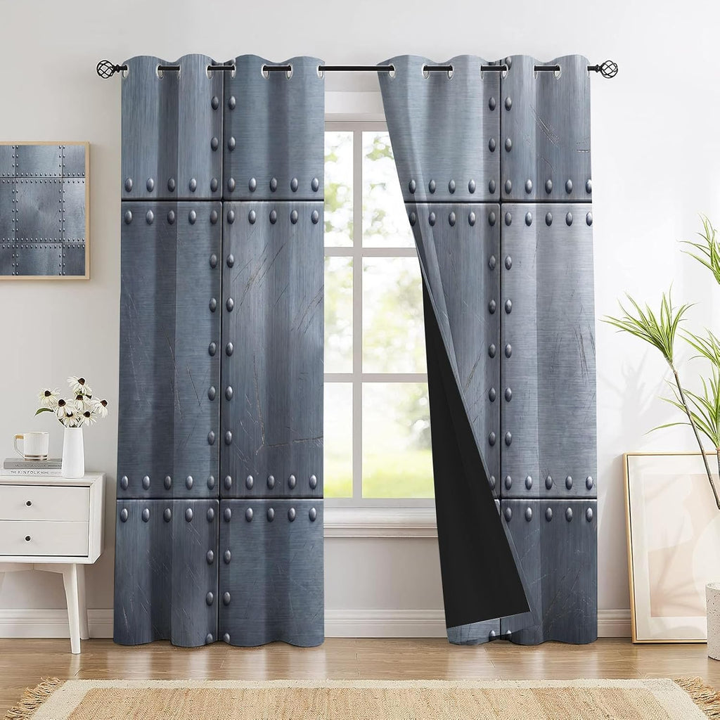 Silver Metal Texture Blackout Curtains