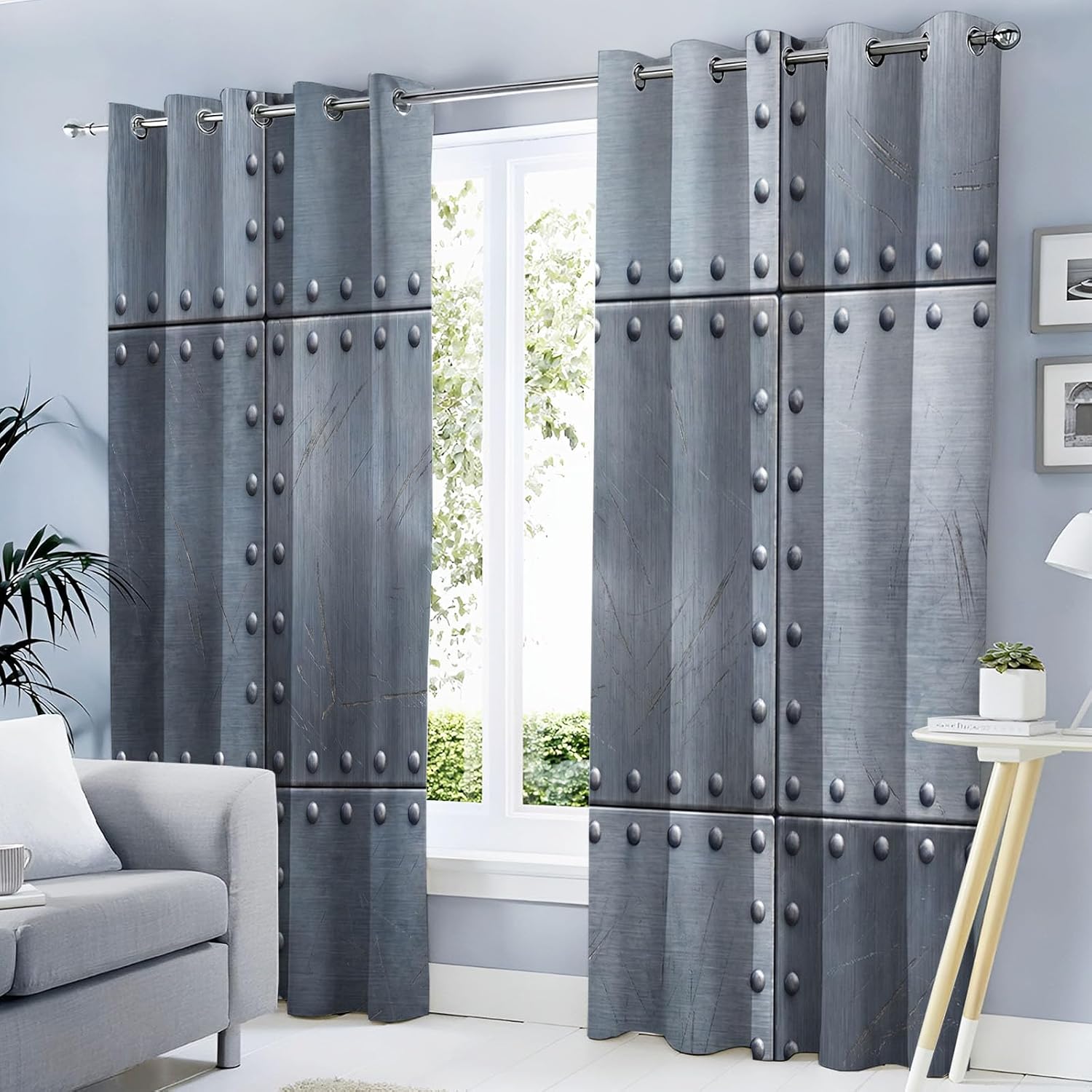 Silver Metal Texture Blackout Curtains