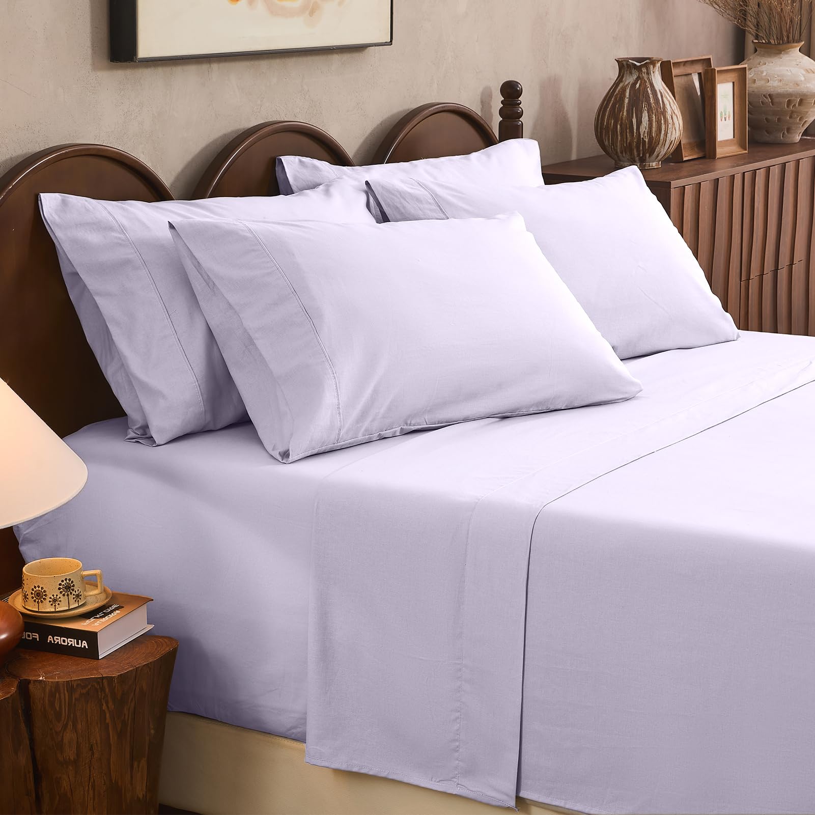 100% Linen Sheets Queen Size,Breathable & Durable 4-Piece Bed Flax Sheet Set,Soft All-Season Bedding for Hot Sleepers 16" Deep Pocket Oeko-TEX Certified,（Queen, Sage Green）