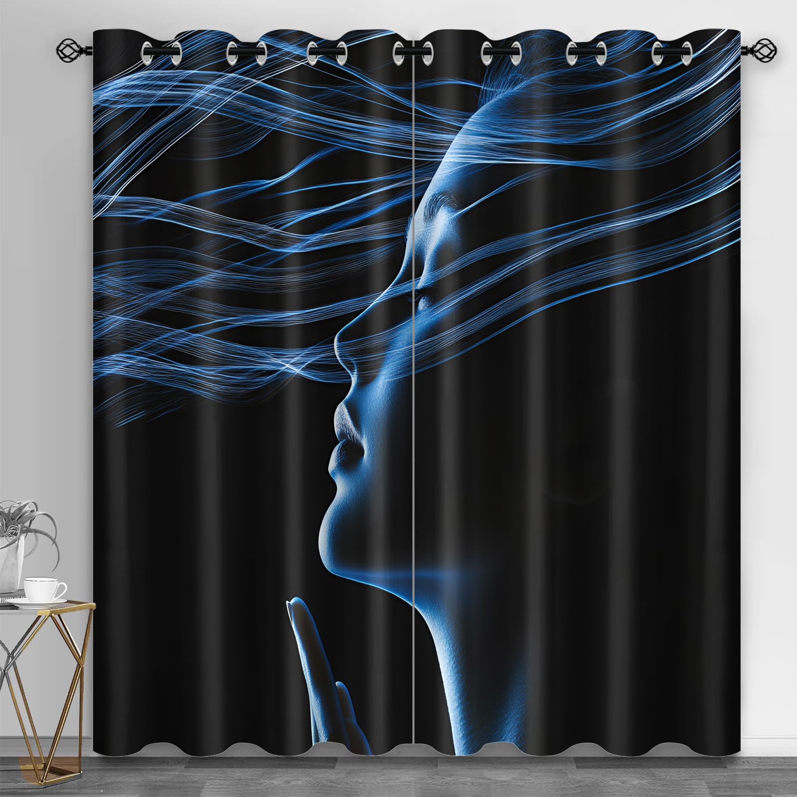 Wavy Stripes Curtains,Rusted Metal Blackout Curtains Industrial Style Grommet Drapes 2 Panels for Bedroom Living Room 31.5" W x 45" L x2