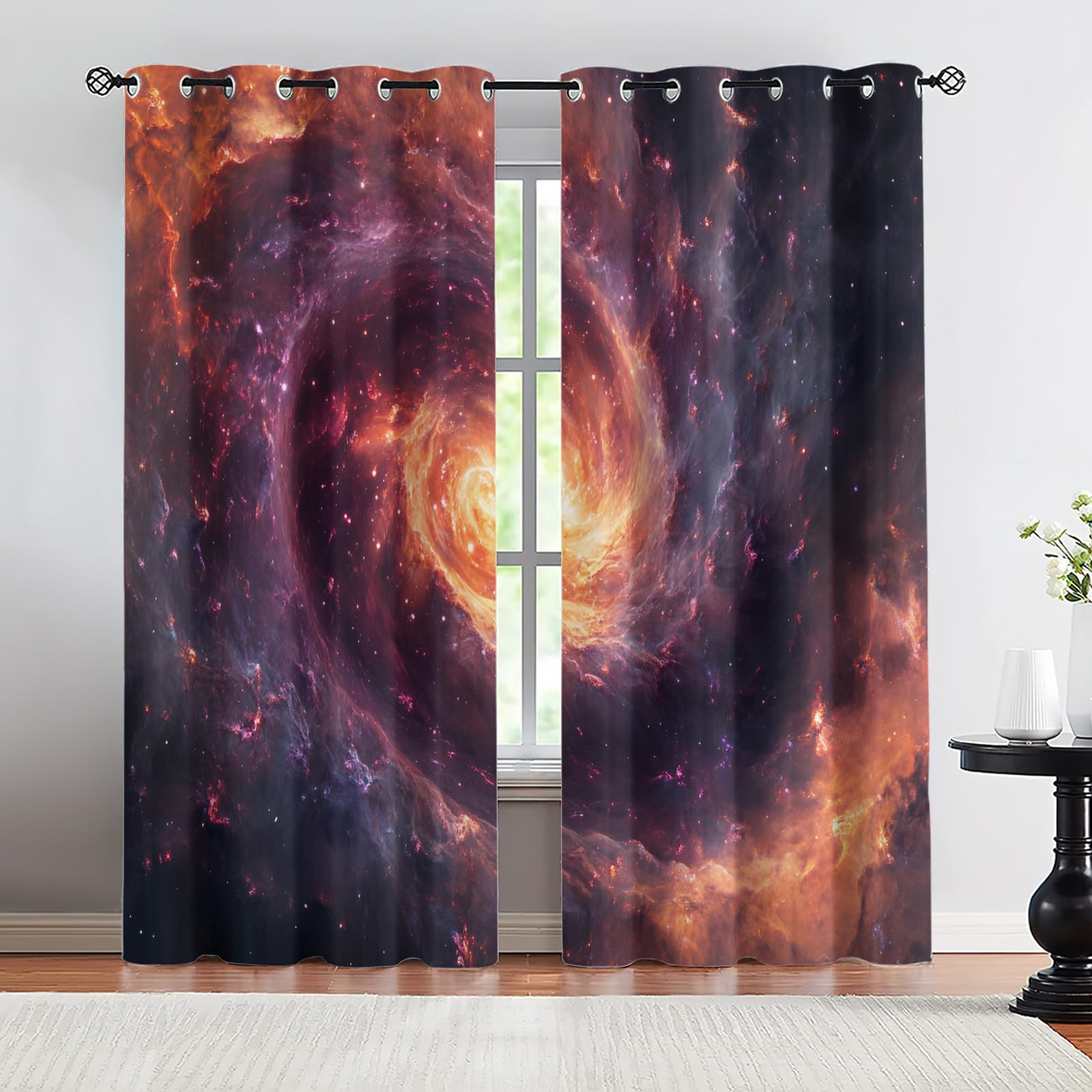 Wavy Stripes Curtains,Rusted Metal Blackout Curtains Industrial Style Grommet Drapes 2 Panels for Bedroom Living Room 31.5" W x 45" L x2