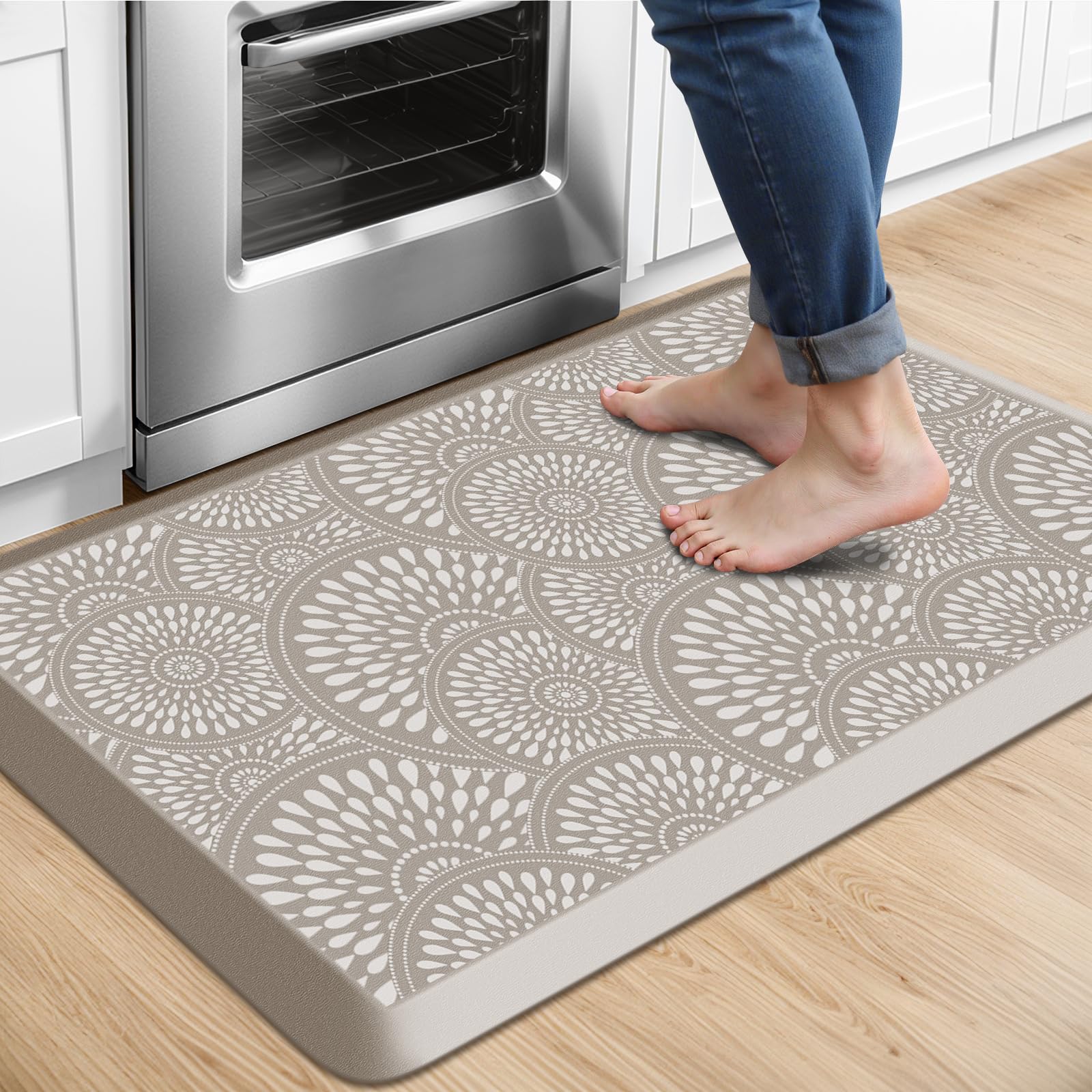 Mattitude 4/5 Inch Kitchen Mat, 20x48in Heavy Duty Ergonomic Comfort Foam Standing Desk Mat, Waterproof Non-Slip Standing Mats and Rugs for Kitchen, Office, Black