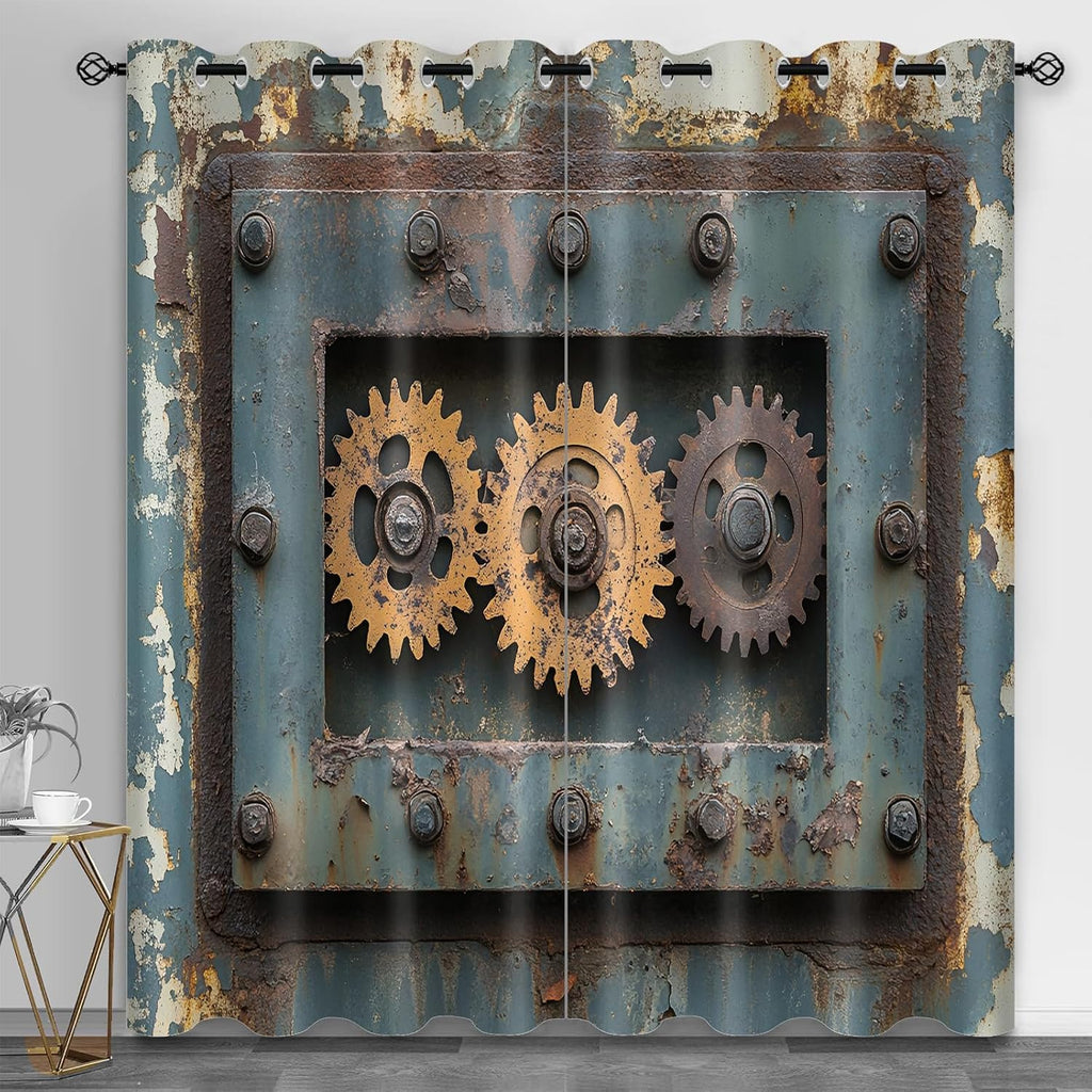 Steampunk Gear Blackout Curtains Set