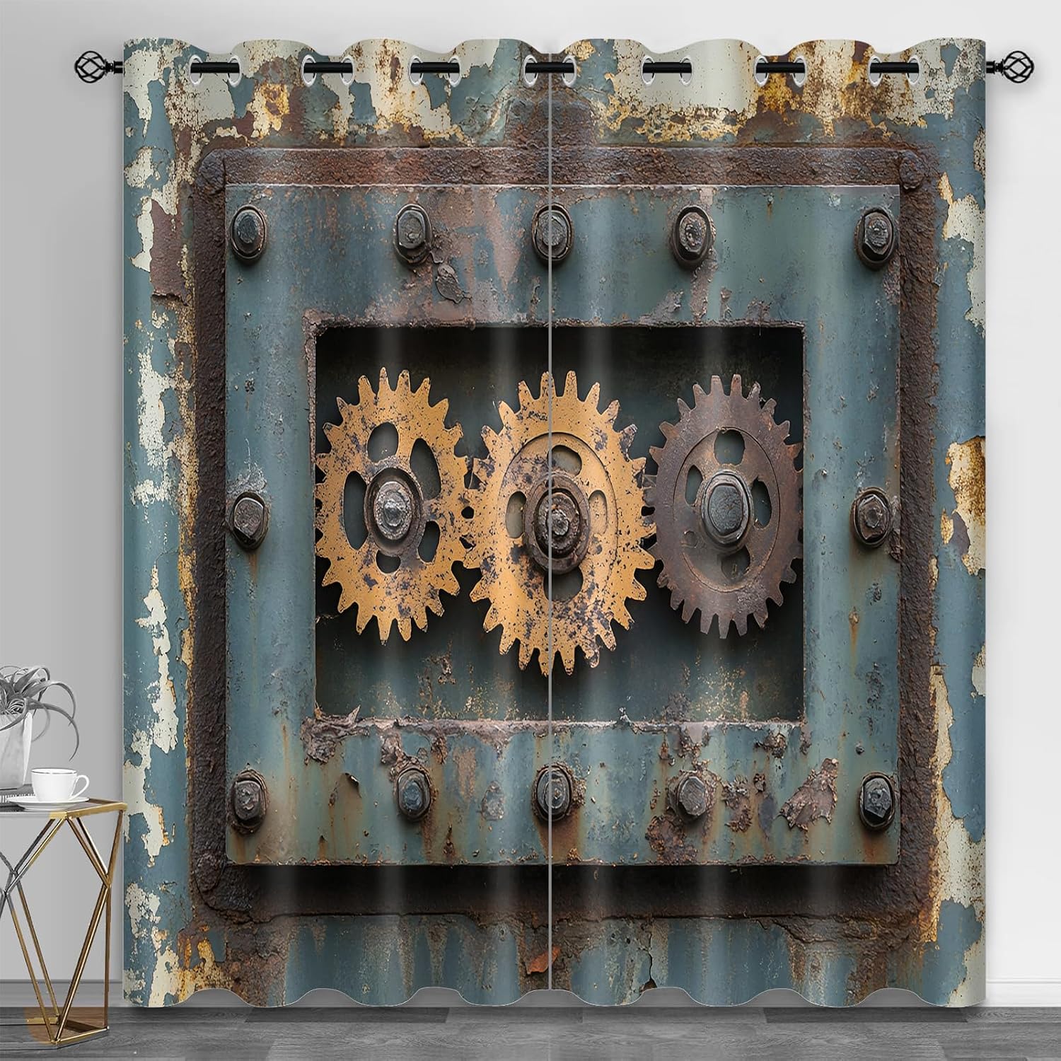 Steampunk Gear Blackout Curtains Set