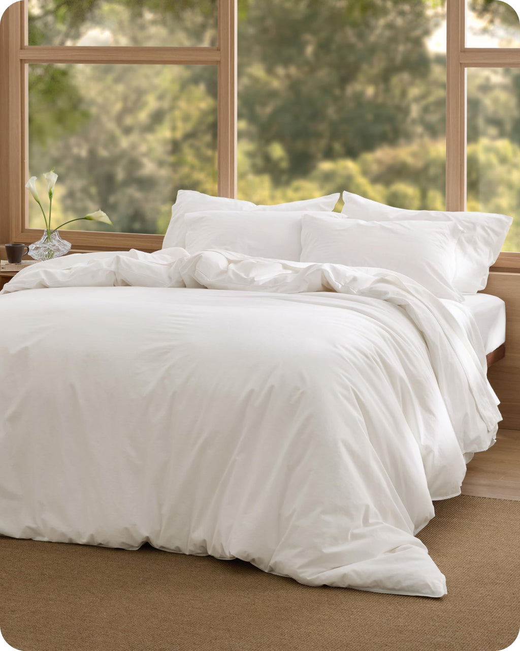 Bedsure 100% Washed Cotton Duvet Cover Oversized King - Natural Minimalist Bedding Set Linen Like - PureWoven Plain Simple & Soft Comforter Cover for All Seasons (Natural, Oversized King, 120"x98")
