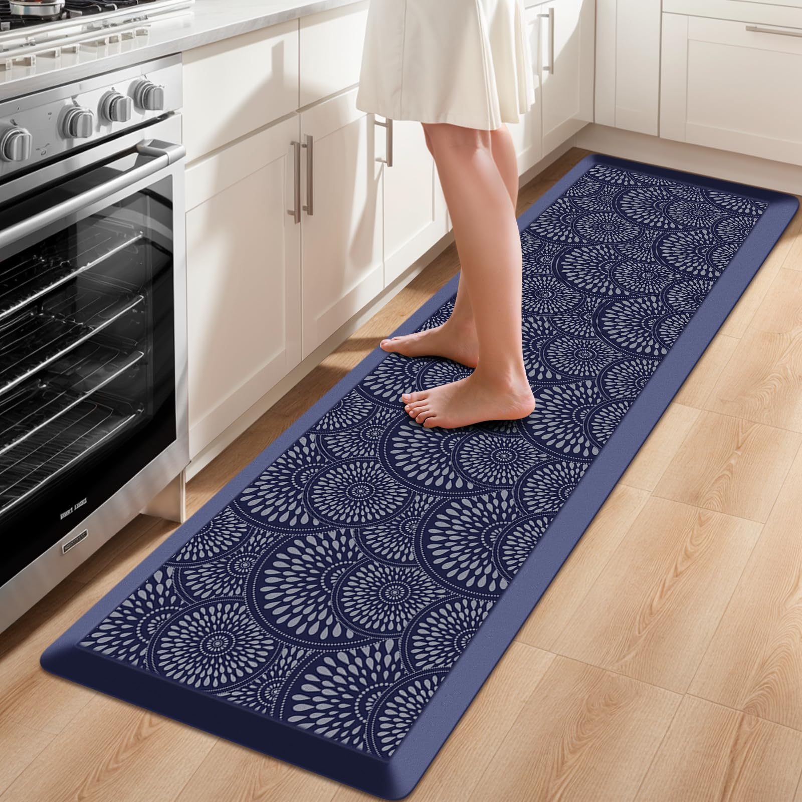 Mattitude 4/5 Inch Kitchen Mat, 20x48in Heavy Duty Ergonomic Comfort Foam Standing Desk Mat, Waterproof Non-Slip Standing Mats and Rugs for Kitchen, Office, Black